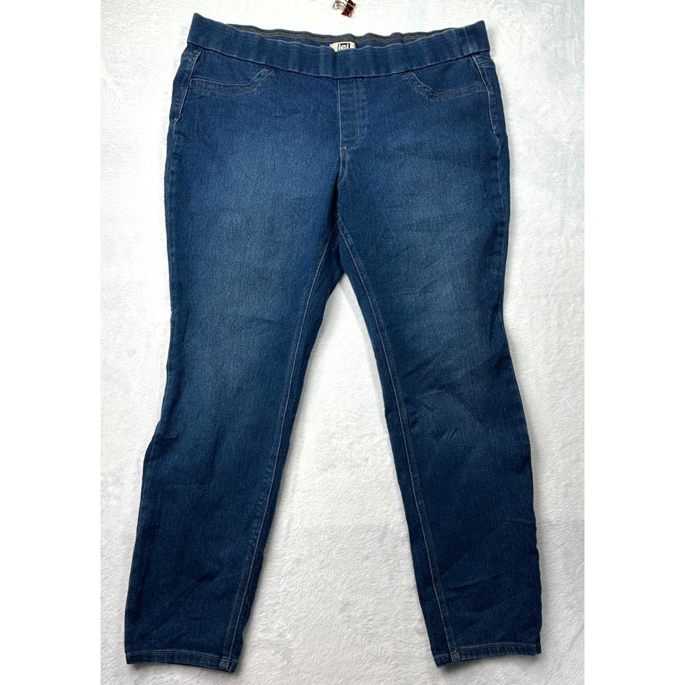 LEI Plus P/O Jegging Jeans Womens Size 1X Blue Stretch Denim Pull On Elastic